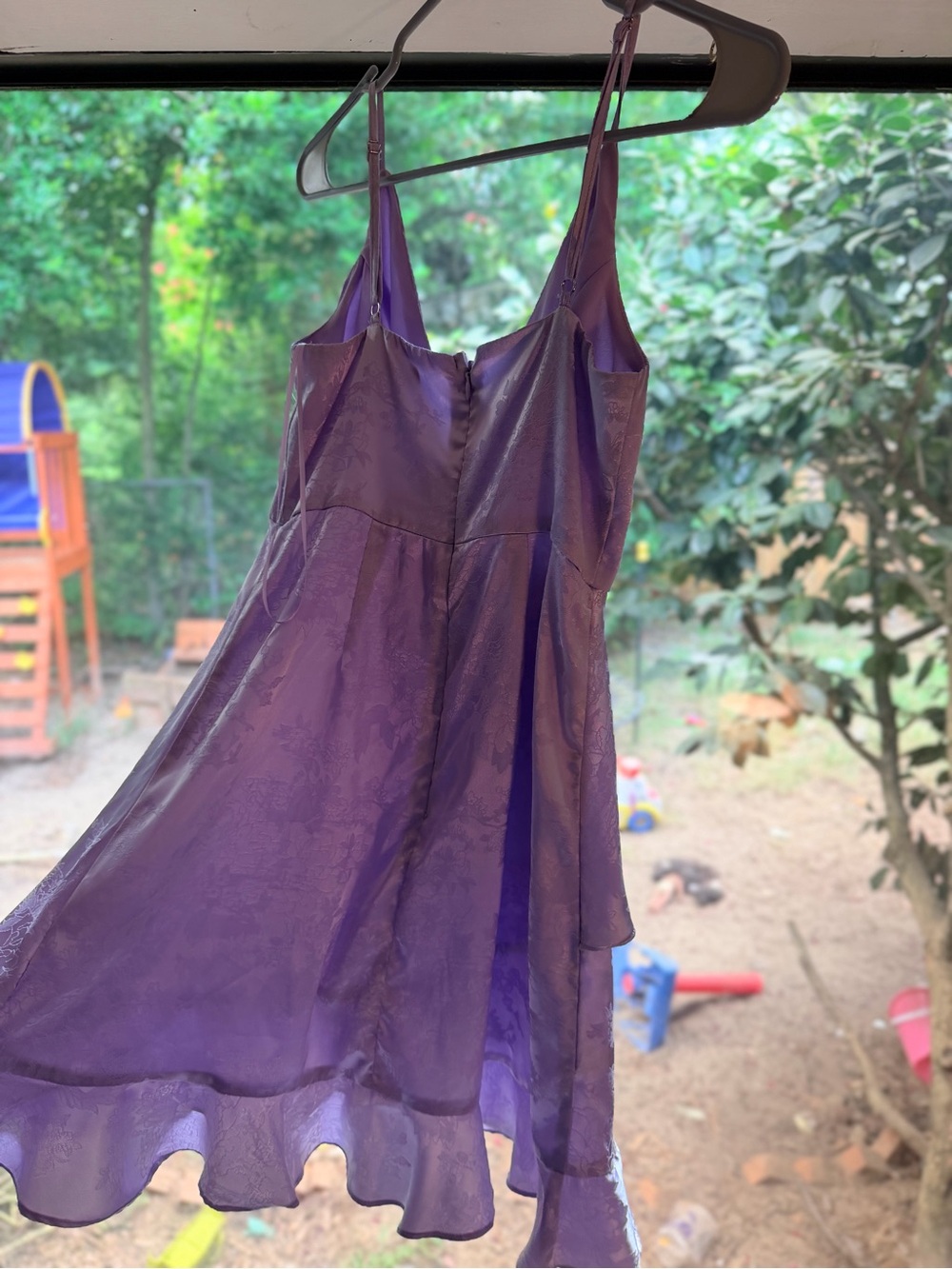 Altar'd State Lavender Satin Ruffle Mini Dress - Picture 2 of 3